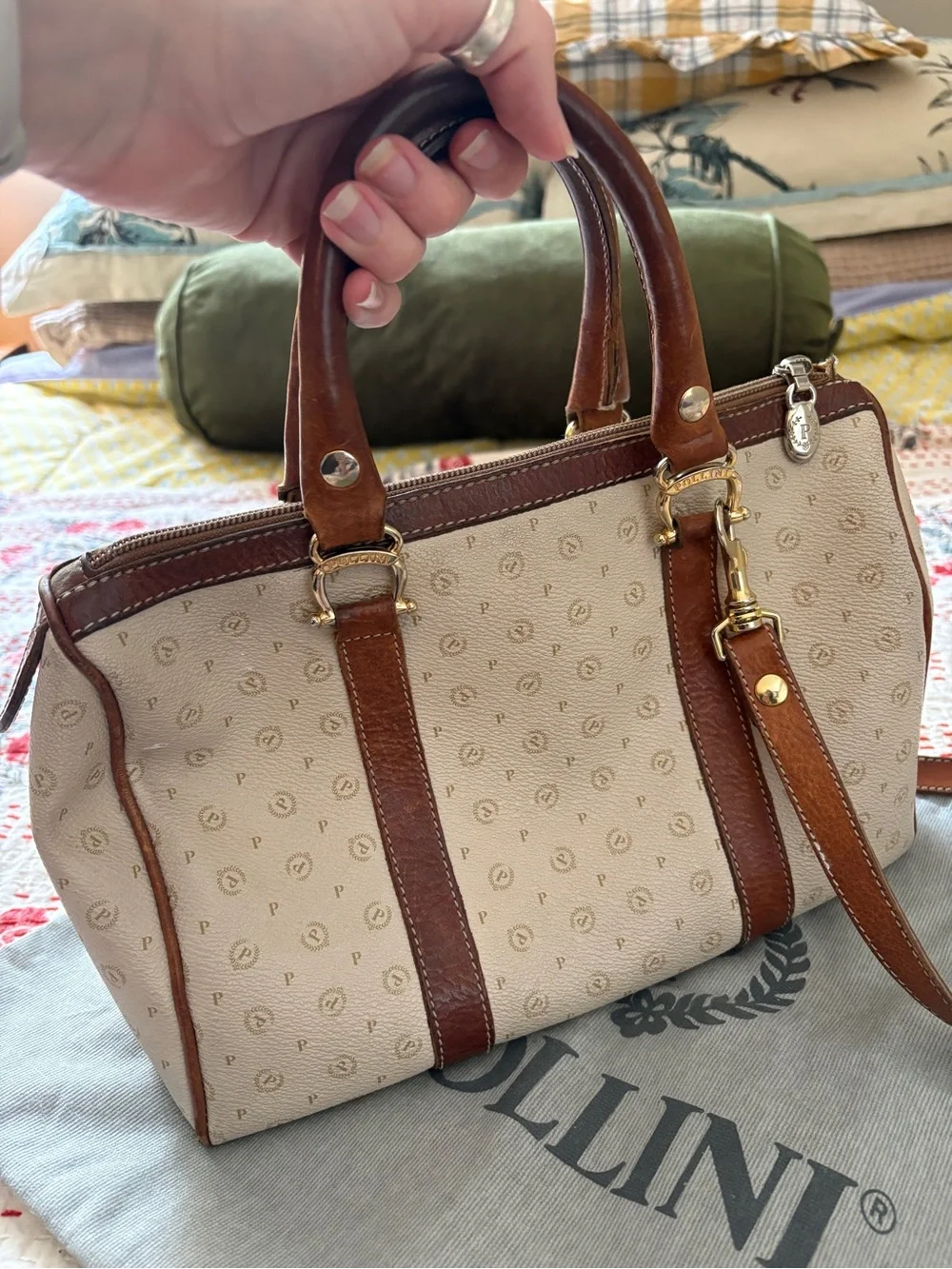 Vintage Leather Pollini Handbag Purse - Made in Italy